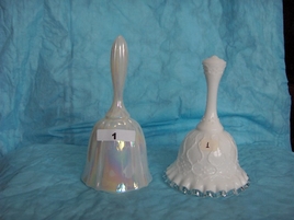 2 Hand Painted Fenton Glass Bells Louise Piper
